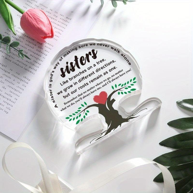 Birthday Gift from Sister To Sister Brother To Sister Friendship Gift; Acrylic Tree-shaped Desktop Sign Home Decor.