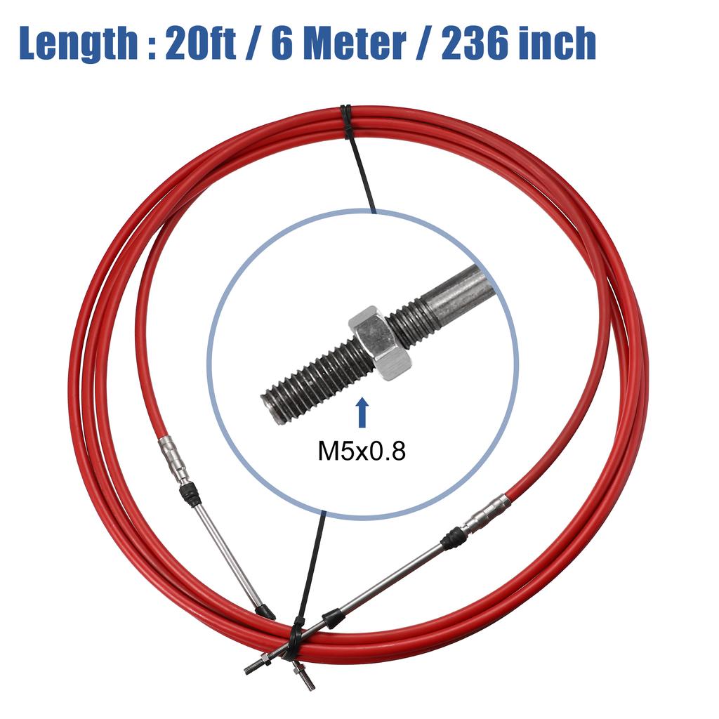 Motoforti 1/2pcs 10ft 13ft 16ft 20ft 24ft Marine Throttle Cable 3300/33C Throttle Shift Remote Control Cable 3M-6M for Yamaha 1