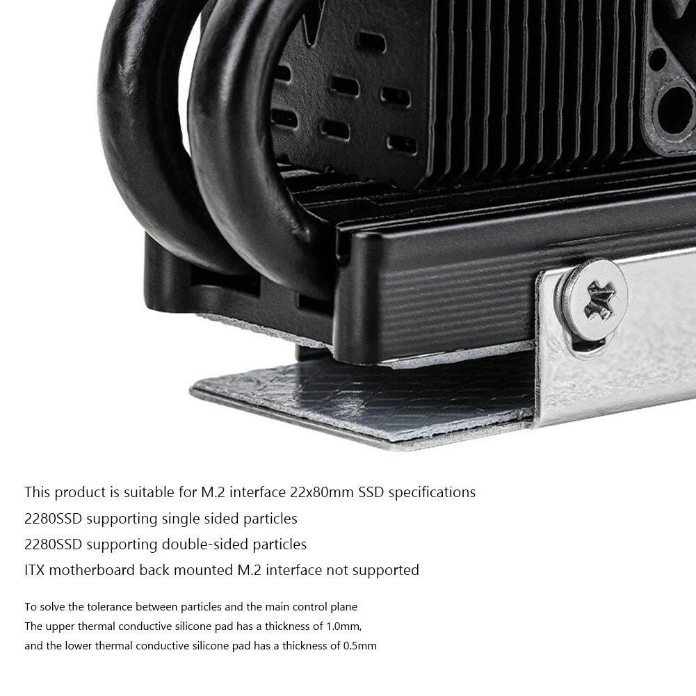 HR-10 2280 PRO Кулер для твердотельного накопителя с 4 тепловыми трубками для PCI-E5.0 M.2 SSD Охлаждающий радиатор с двойным 3010 4-контактным ШИМ-вентилятором