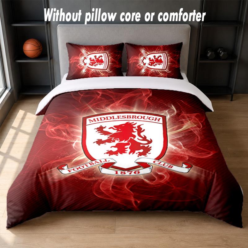 Middlesbrough Design Bed Bedding Set 1 Duvet Cover + 2 Pillowcases Soft Breathable Household Bed Linens