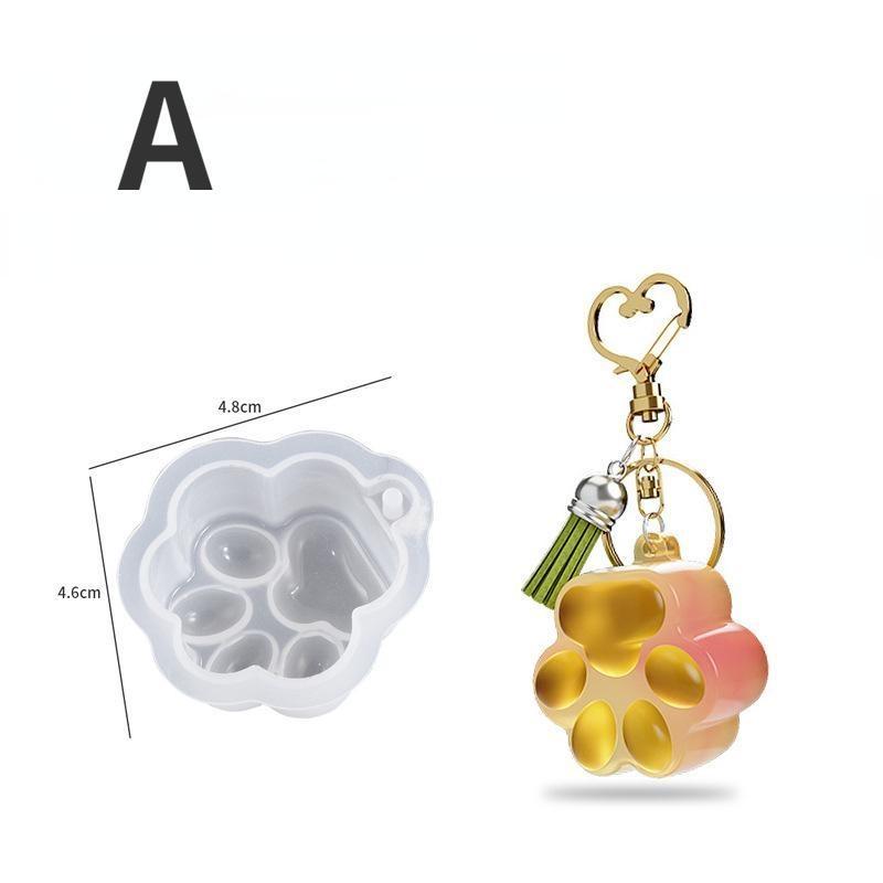1 Pcs Diy Keychain Drip Mold Resin Flower Cat Claw Pentagram Pendant Silicone Mold Wholesale