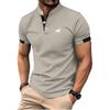 Logo Print Men Summer Short Sleeve Button Polo Shirt Men Slim Fit Golf Polo Shirt Stand Collar Polo Shirt