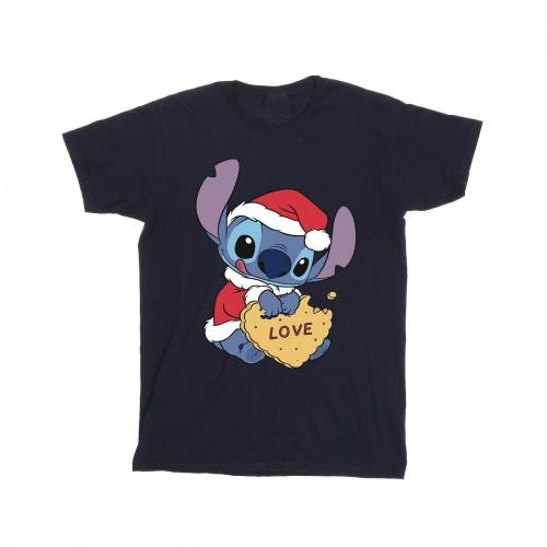 Disney Mens Lilo And Stitch Christmas Love Biscuit T-Shirt