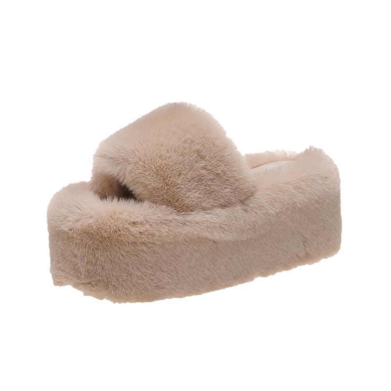 Home Furry Fur Slides Plush Slippers Fluffy Flip Flops Luxury Slip On Platform Women Fashion Shoe 2024 Zapato De Mujer Designer