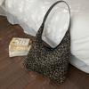 Leopard print canvas bag women's large capacity 2025 new autumn and winter leisure shoulder underarm bag college student class tote bag