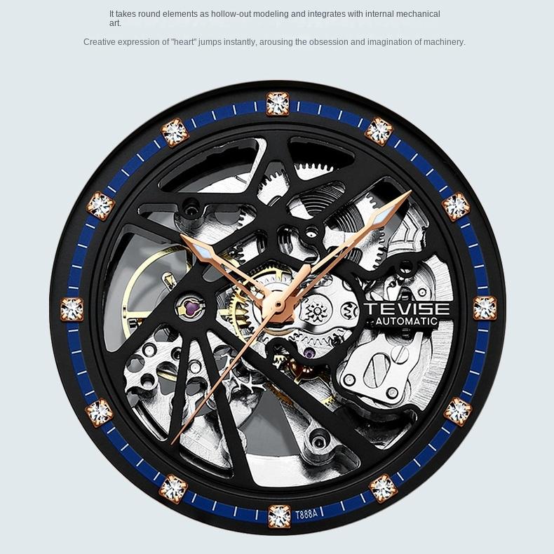 TEVISE повседневные модные часы для мужчин, часы с кожаным ремешком, светящиеся в темноте, автоматические механические часы для мужчин