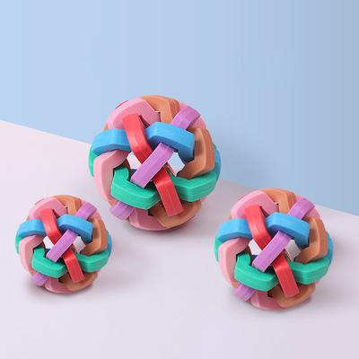 Игрушка для домашних животных, цветной мяч-колокольчик, термопластичный макаронный плетеный мяч-колокольчик, эластичный мяч для кошек и собак, игрушка для скрежетания зубами и защиты от укусов