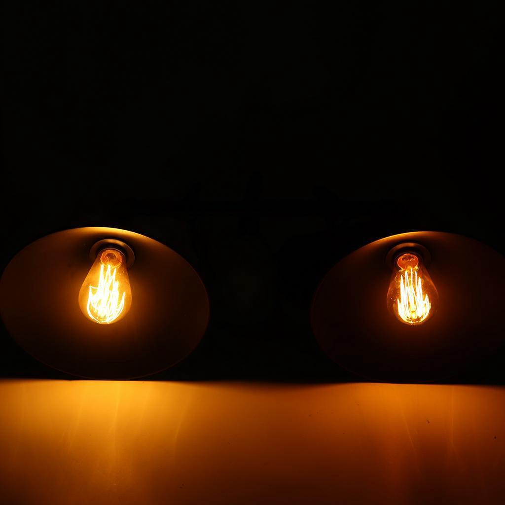 Industrial Vintage Black Metal Pipe 2 Scone Cup Lamp Ceiling Pendant Fixture