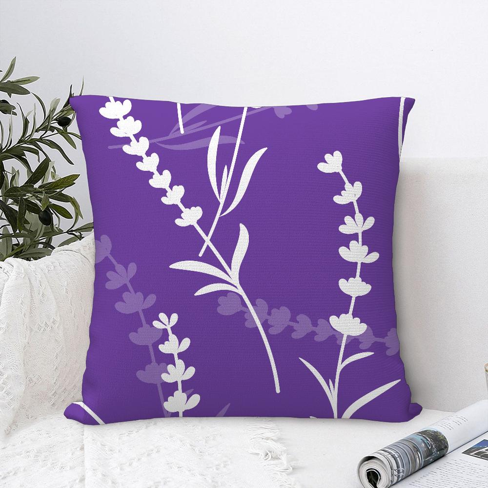Lavender Flowers Pillow Case Sofa Decorative Home Double-sided Printing Short Plush Cushion Cover Throw Pillow Cover Gifts
