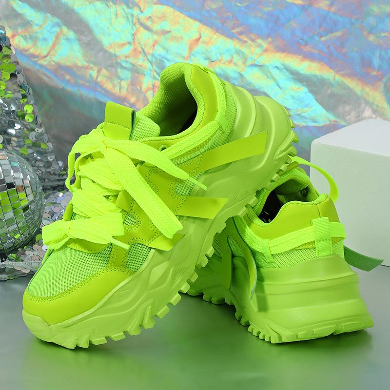 Fashion Spring Green Platform Sneakers Thick Sole Shoes Women Breathable Chunky Sneakers Luxury Tennis Shoes 2025 Outdoors Walking Shoes