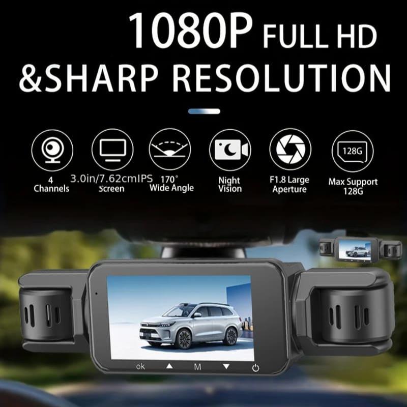 4-канальная видеокамера для приборной панели, камера для вождения с Wi-Fi, 1080P, передняя, левая, правая, задняя, ночное видение, циклическая запись, черный ящик, автомобильные аксессуары