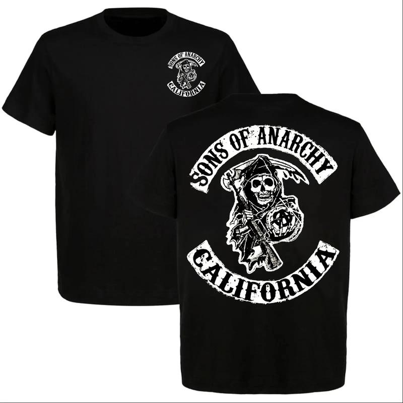 Sons of Anarchy California Skull Reaper Unisex T-Shirt Motorcycle Biker Tee Vintage Club Graphic Tee