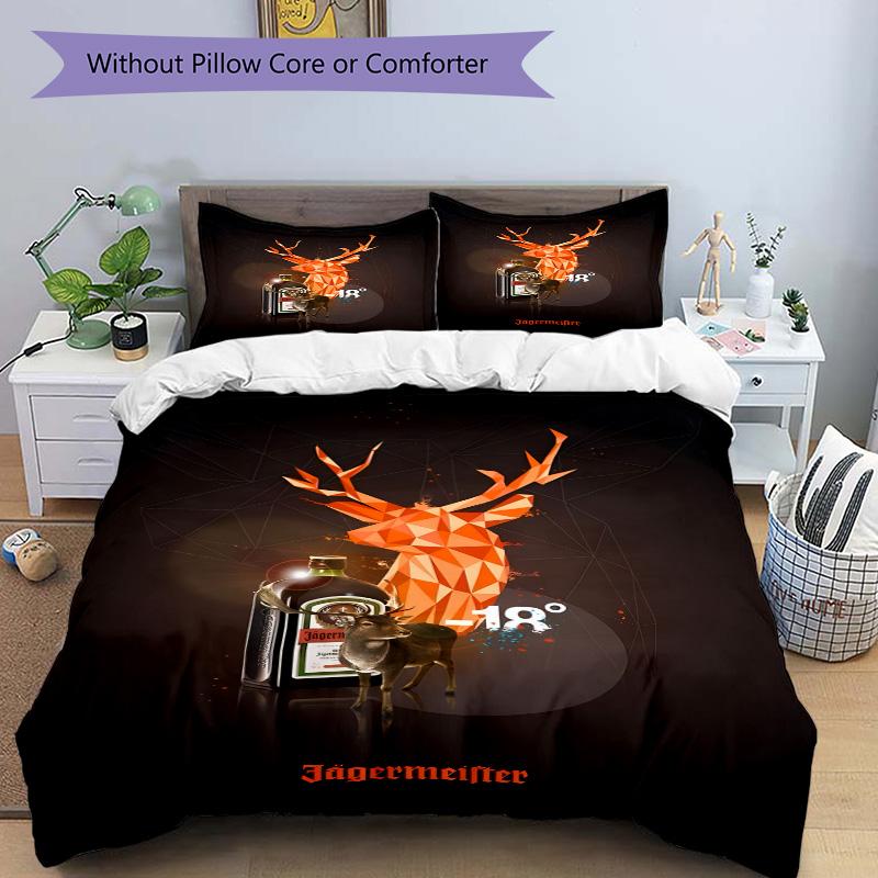 Jagermeister Aesthetic Deer Print 3Pcs Bedding Setduvet Cover With 2 Bedropillowcase Home Birthday Gift