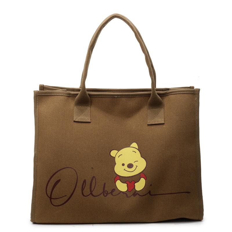 2025 Новая Холщовая Сумка через Плечо Большой Вместимости с Принтом, Мультяшная Милая Модная Студенческая Сумка для Поездок на Занятия