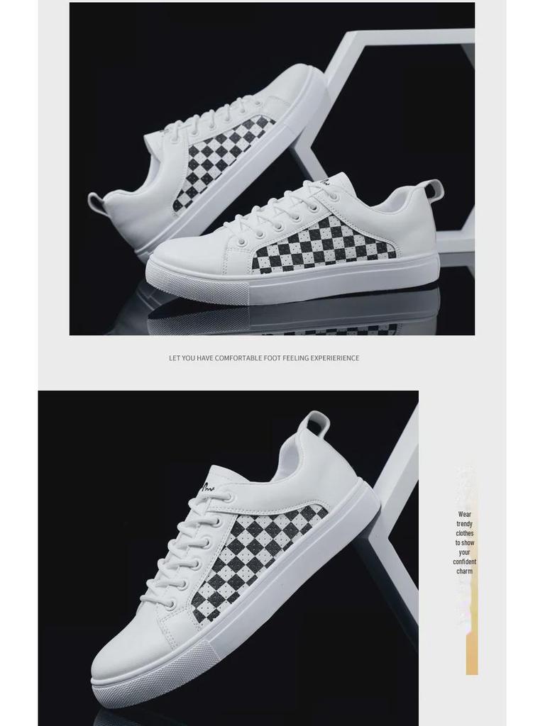 Летние мужские кроссовки Checkerboard 2024 года из искусственной кожи белого цвета, очень большие