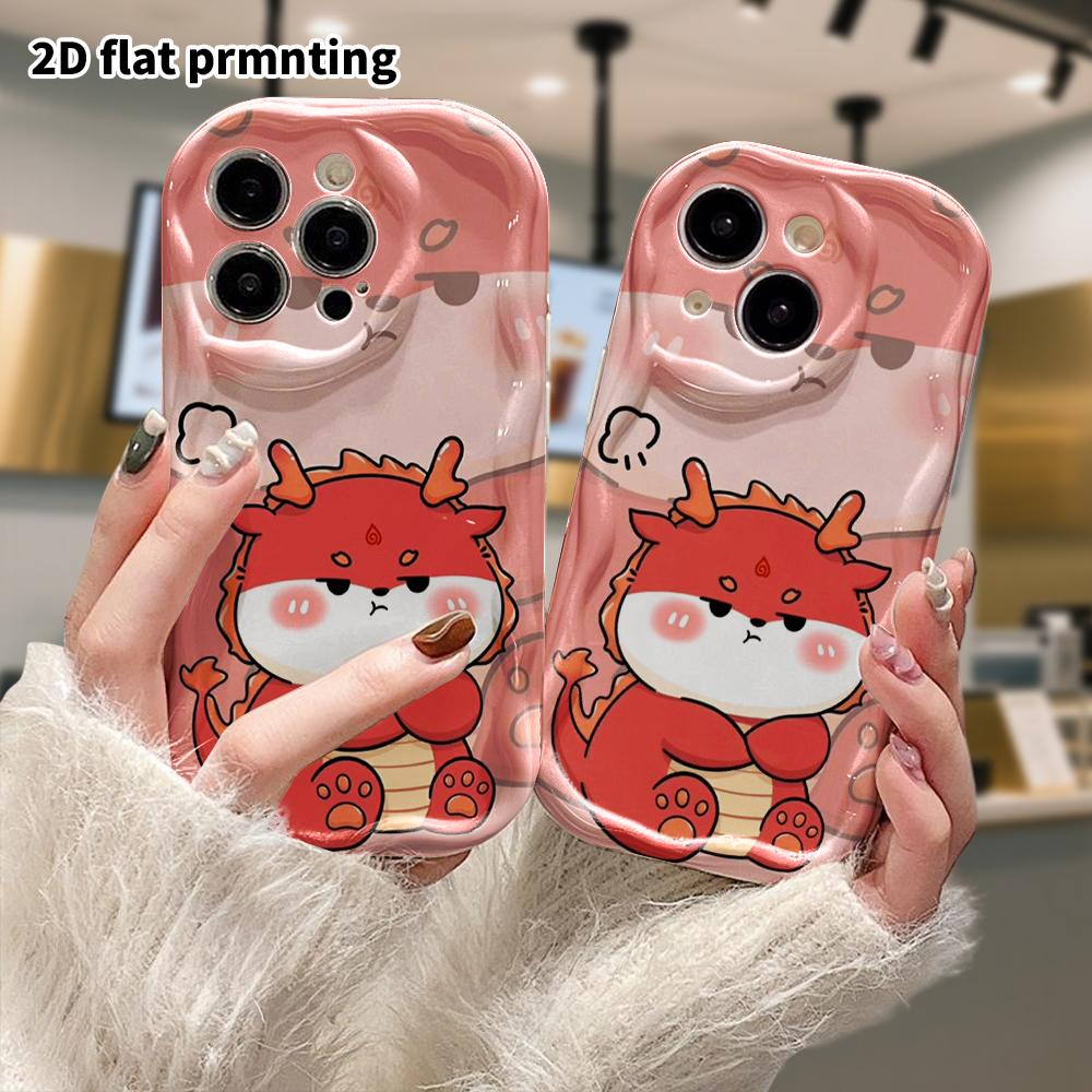 Phone Case: 2D flat design suitable for iPhone 18 17 16 15 14 13 Pro protective case, Red Little Dragon, perfect Christmas and Halloween holiday gift