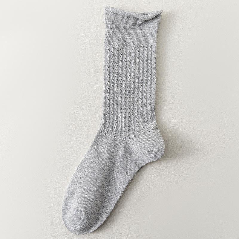 Женские весенне-осенние носки-гольфы из чистого хлопка, цветные, с подвернутым краем, свободные, дышащие, тонкие, бесшовные.