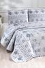 Canvas King Size Tiny Quilted Bedspread Set, Coverlet 230x250 with Pillowcase Gray