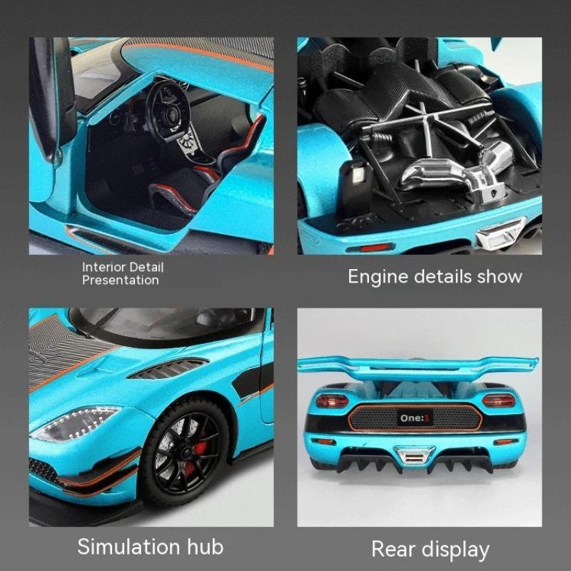 Масштаб 1/24 Koenigsegg One коллекционный орнамент со звуком, светом и функцией обратной связи, игрушечный спортивный автомобиль из сплава в подарок для мальчиков