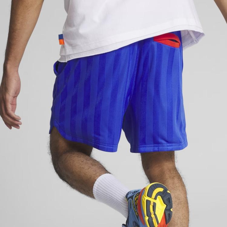 Puma Детские баскетбольные шорты с цветными блоками и логотипом на шнурке, мужские шорты Gem-Blue 539922-01