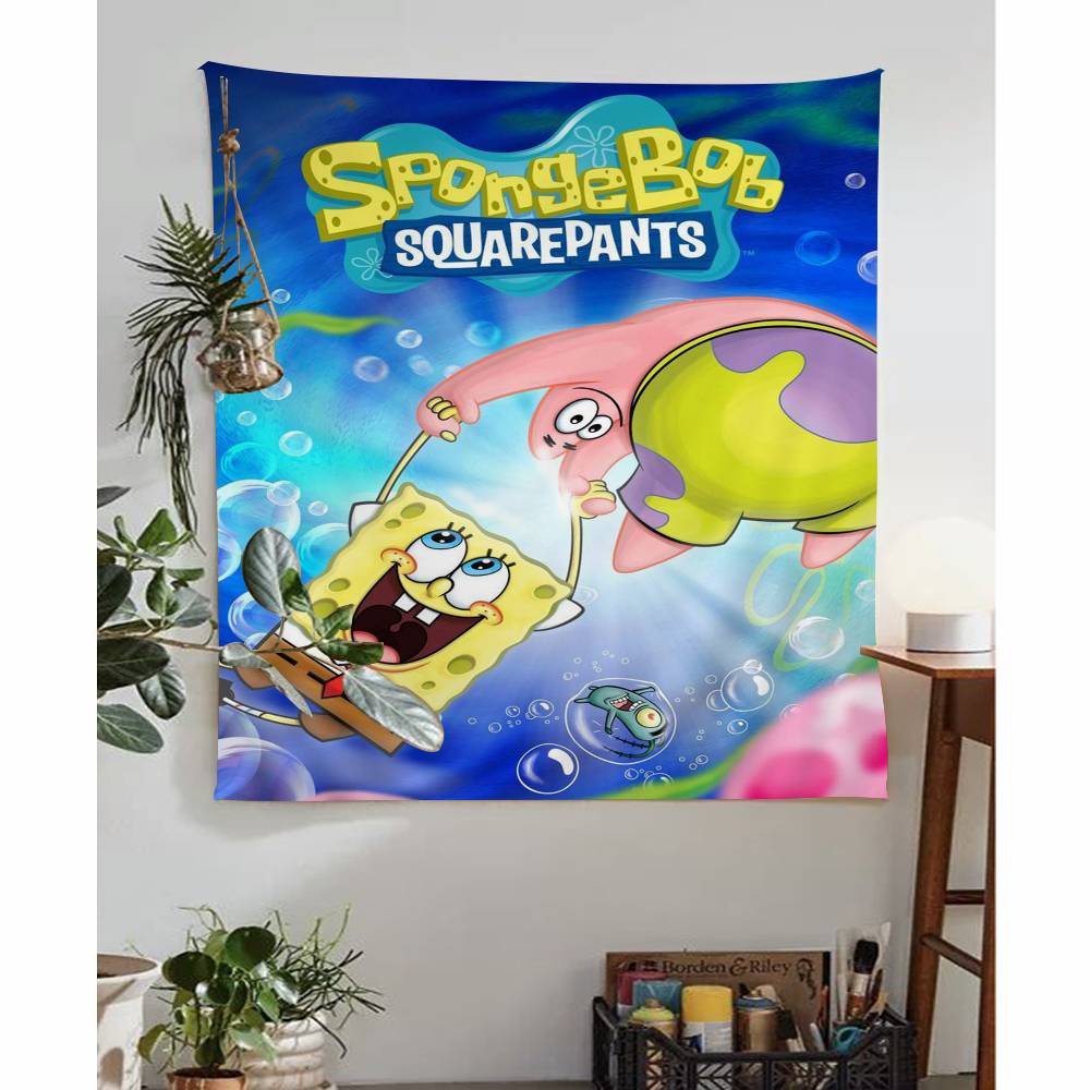 1pc Cartoon Sponge And Bobs SSquarePants Cartoon Tapestry Wall Hanging Decoration Household Home Decor