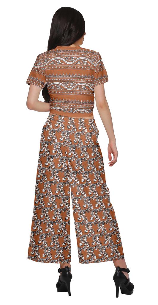 Moomaya Womena    S Crop Top Palazzo Set Printed 2 Piece Outfit Dress Ethnic