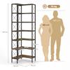 6-Tier L-Shaped Bookshelf, Freestanding Corner Bookcase with Metal Frame, Rustic Brown