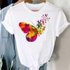 Женская футболка Harajuku, красная и черная футболка с принтом бабочек, модная футболка с сердечками, женские топы с коротким рукавом, женские футболки