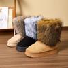 Autumn Winter Thick-soled Long-haired Cotton Slippers for Warmth, Mid-tube Snow Boots for Women