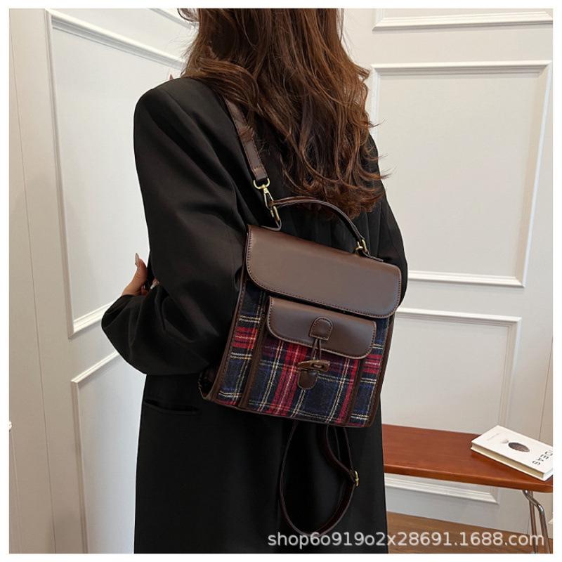 Французский нишевый рюкзак высокого класса в ретро-стиле с контрастными цветами, женский модный дорожный рюкзак через плечо, портативная многофункциональная сумка