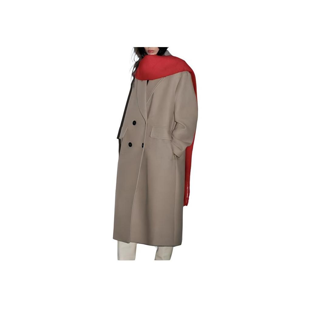 Zara Однотонное свободное пальто с длинным рукавом и лацканами, женские пальто светло-коричневого цвета 3046345-706