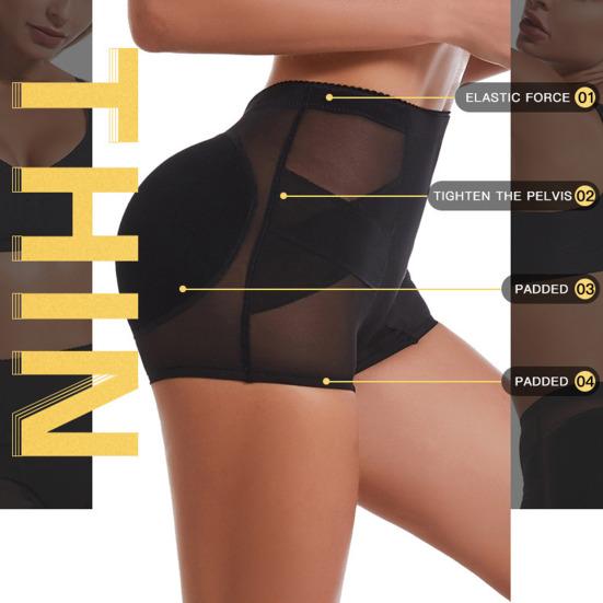 Женское нижнее белье для контроля живота с губчатой ​​подушечкой, подтягивающее ягодицы, стрейч, формирователь ягодиц, короткие трусики, корректирующее белье