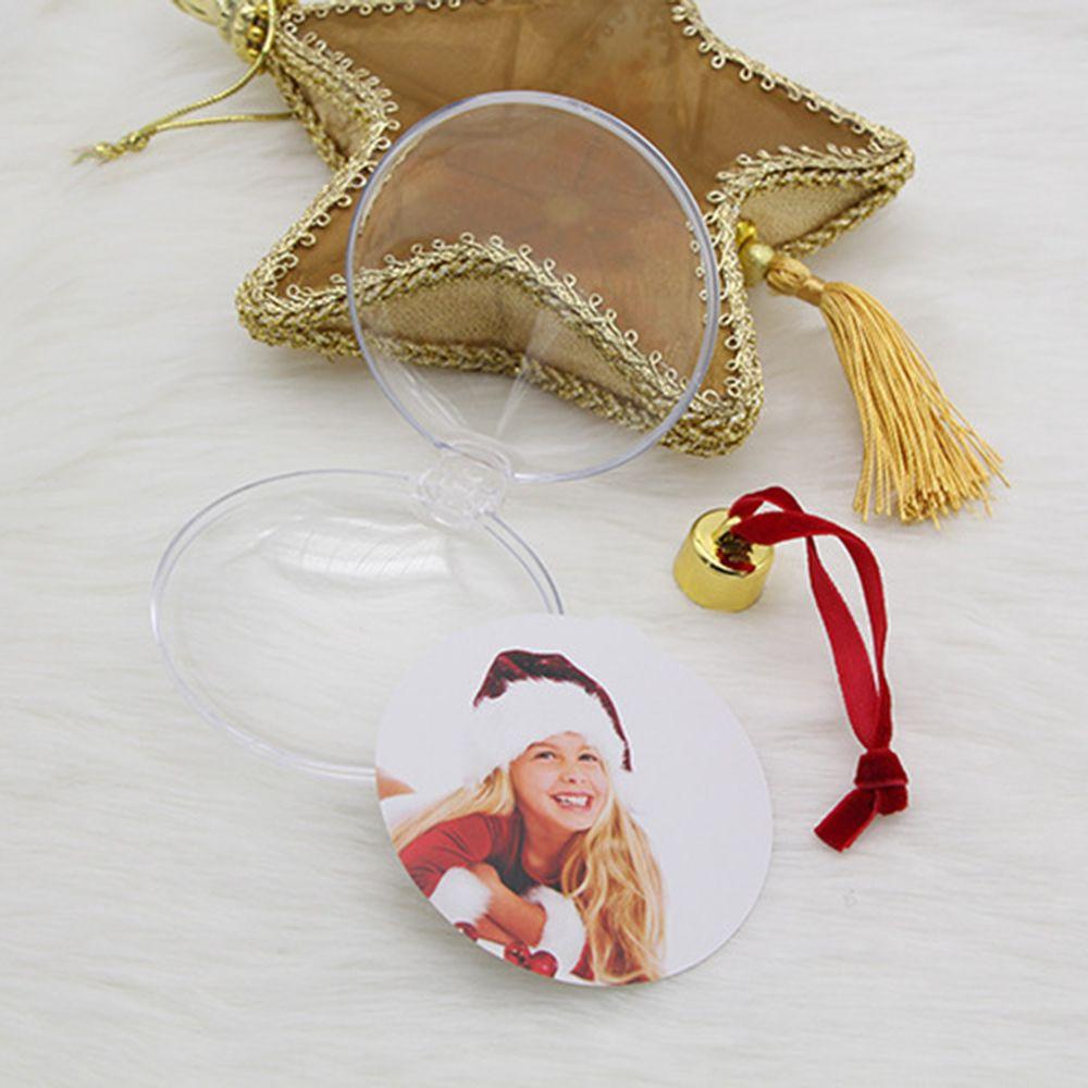 Xmas Tree Ornaments Photo Frame Pendant Christmas Ball Hanging Picture Holder Round Five-star