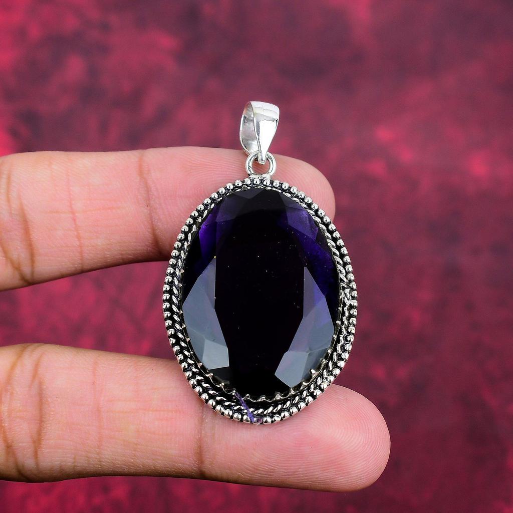 Подвеска с аметистом, ювелирные изделия из драгоценных камней, подвеска из цельного серебра 925 пробы, подарок для женщин, подвеска ручной работы
