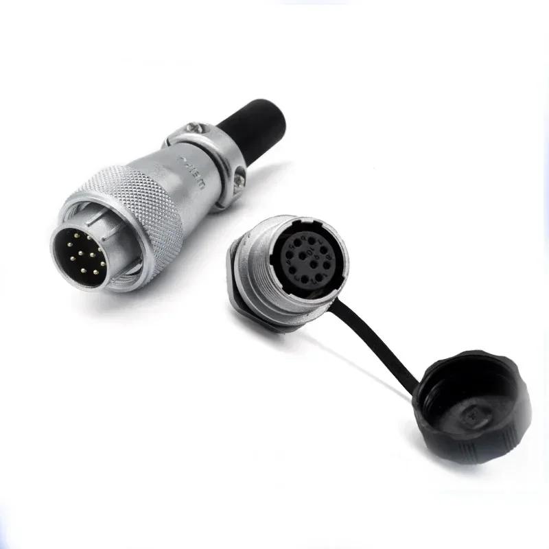 WEIPU WS16 TQ+ZM LED Light M16 Electrical Avaition Connector 2 3 4 5 7 9 10 Pin Adapter Male Plug Female Socket Rear Nut Seat