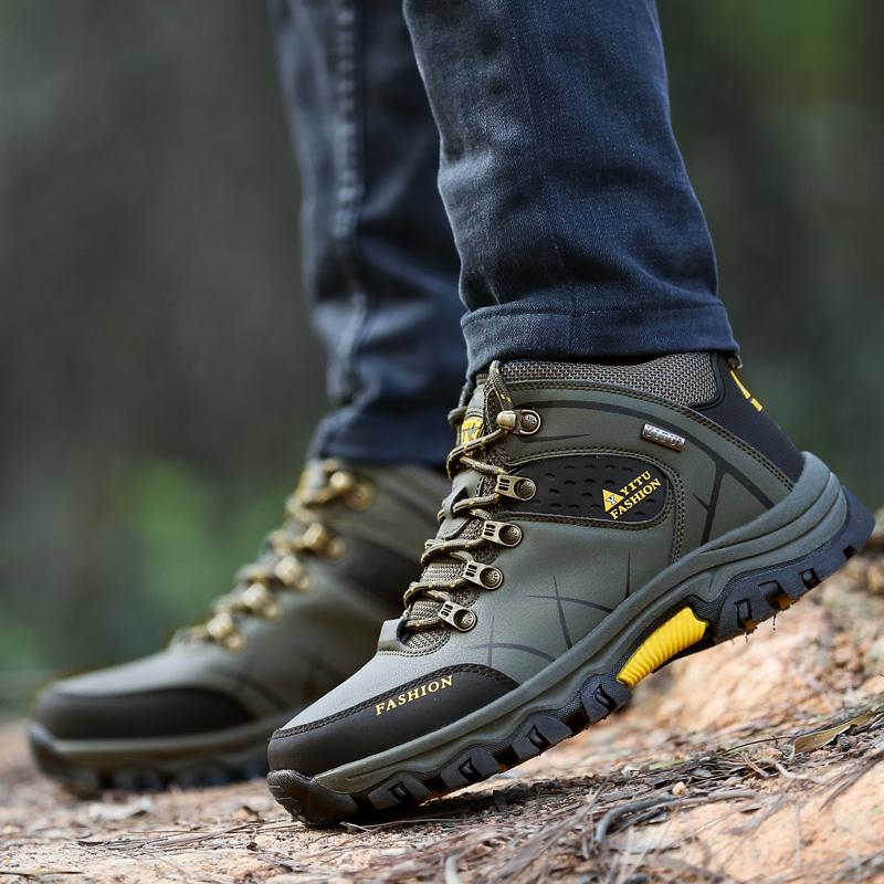Fashion New Large Size Men's High Quality Outdoor Boots Hiking Comfortable Men's Boots Thick Soles Anti-slip Wear-resistant Hiking Boots