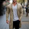 Men's Long Cable Knit Cardigan Sweater Shawl Collar Slim Fit Long Sleeve Casual Buttons Down Cardigans Fall Winte Knitted Sweaters Jacket for Male