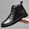 Модные зимние ботинки Plus Velvet Men Snow Boots Black Formal Business Men's Natural Leather Fur Cowboy Boots Boots Thick Bottom