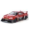 1:24 Полномасштабная модель автомобиля GTR R34 с четырьмя колесами, амортизирующим рулевым управлением, четырьмя дверями, литой под давлением, со звуком и светом, инерционная модель, игрушечный подарок для мальчика