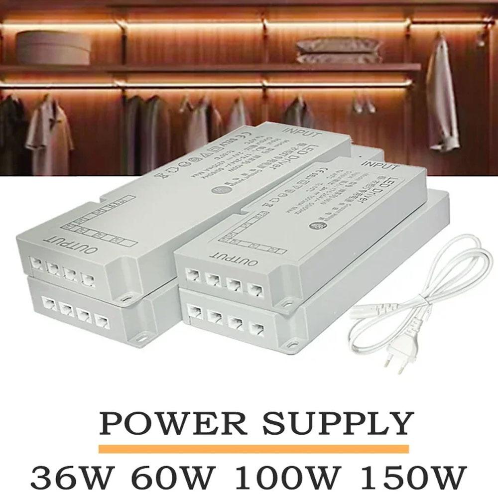 AC220V в DC12V/24V импульсный источник питания трансформаторы EU вилка домашнее освещение шкафы гардеробы светодиодная лента затемнение 36W-150W
