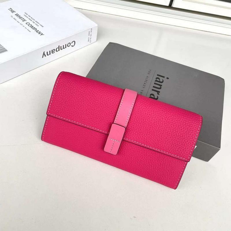 Новый женский кошелек из натуральной кожи, верхний слой из коровьей кожи с узором личи, длинная сумка с тремя отделениями, контрастного цвета