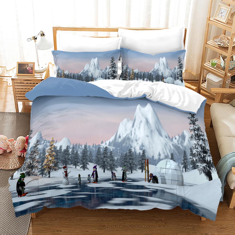 Comforter Antarctic Penguins For Kid Girl Boy Cute Animals Polyester Comforter Black White Print King Size