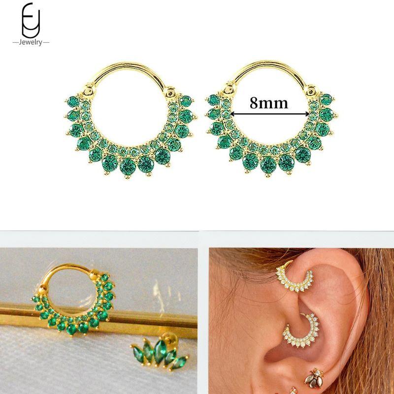 Серьги из стерлингового серебра 925 пробы с зеленым цирконом, золотые серьги-кольца в форме сердца для женщин, изящные пусеты, роскошные ювелирные изделия, подарки