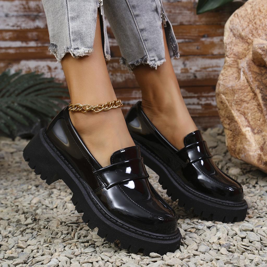 Fashion Large Size Loafers Women Platform Flats Spring New Designer Dress Elegant Shoes Walking Comfort Retro Single Shoes Zapatos Mujer
