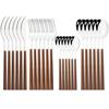 16/24/30Pcs Gold Imitation Wooden Handle Dinnerware Cutlery Set Stainless Steel Tableware Knife Fork Spoons Silverware Western Flatware