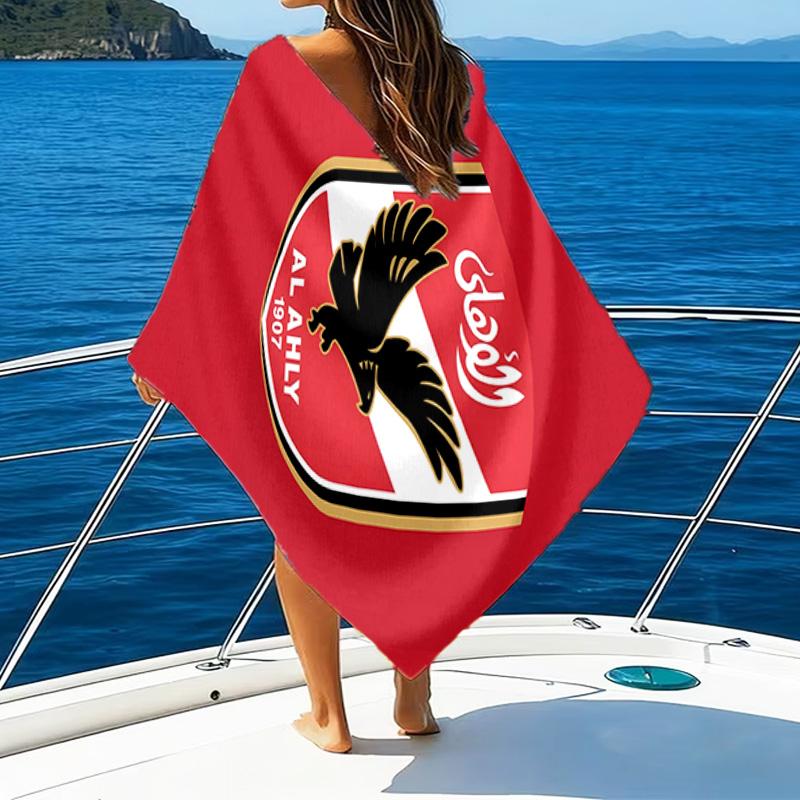 1pc Al Ahly FC Beach Towel, Beach and Seaside Swimming Pool Equipment, Fashion Pattern, Rectangular, Travel Essentials