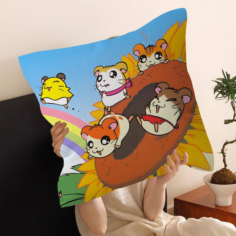 Cartoon Cute Hamtaro Cushion Cover Polyester Sofa Cushions Decorative Throw Pillows Home Decoration Pillowcover