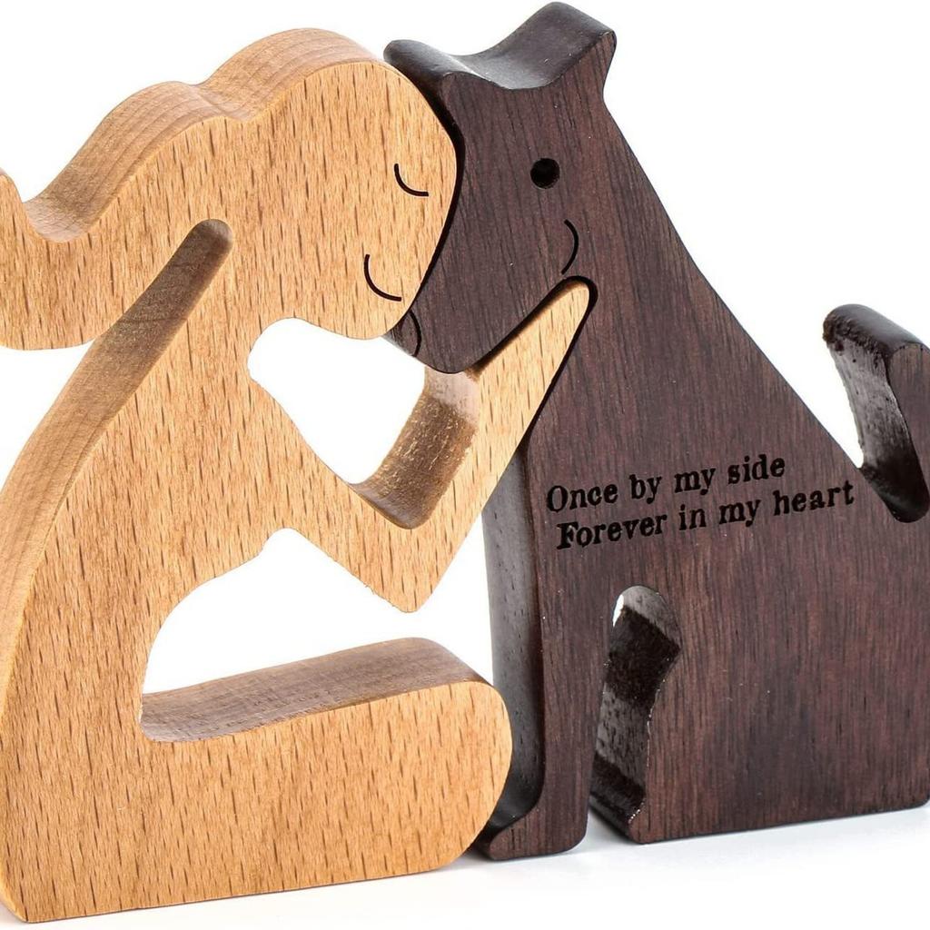 Handmade wooden dog sculpture , canine statue, a gift decoration for pet lovers