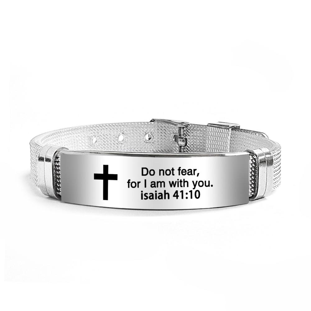 Stainless Steel/PVC Family Friendship Bracelet Adjustable Bible Verse Bracelet Faith Gifts