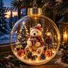 Holiday Hanging Baubles Glowing Christmas Story Ornament, Mini Scene in Ball, Light Up Xmas Party Decoration Supplies Clear Plastic Ball Tree